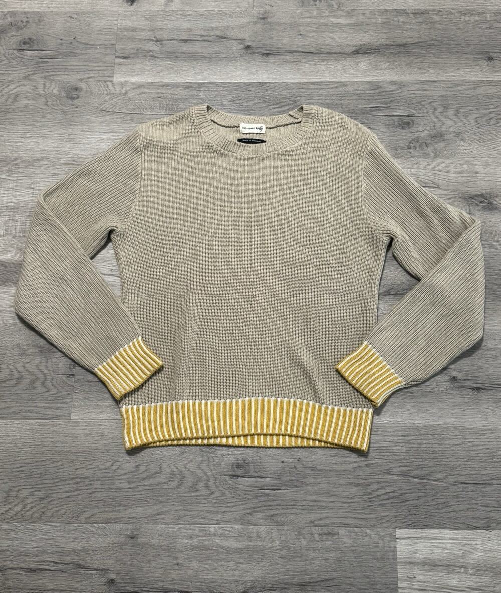 Universal Works England Men’s M Crewneck Sweater Pullover Jumper Tan Yellow